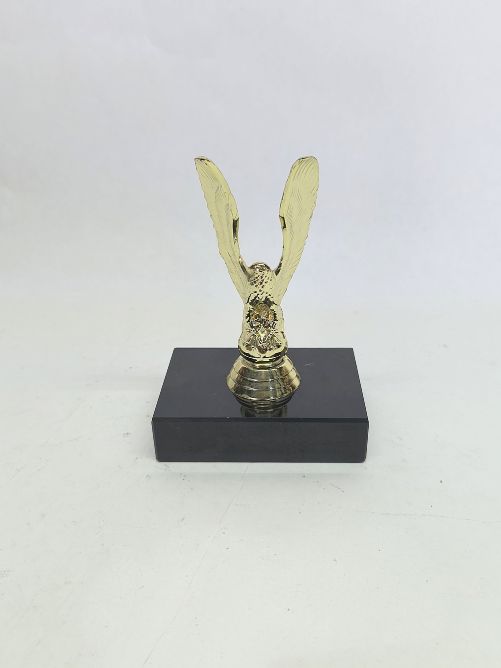 VINTAGE Gold Eagle Trophy Award On Black Stone Base Decorative Home Accent